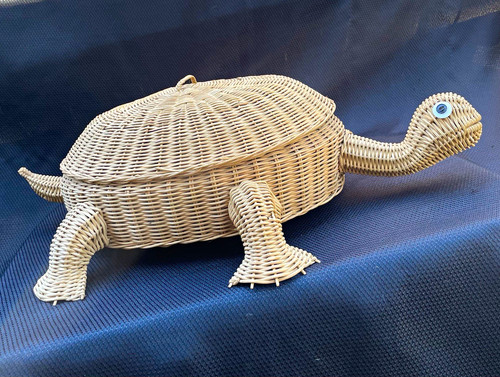 Vintage wicker rattan turtle - rattan,