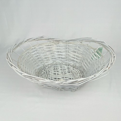 White oval wicker basket - oval,