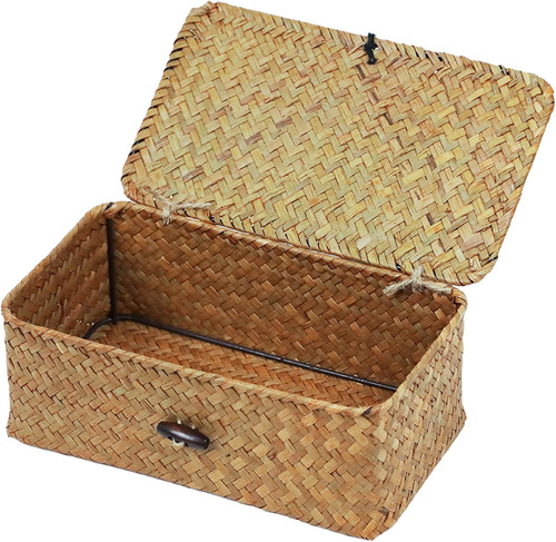 Wicker storage basket with - wicker,